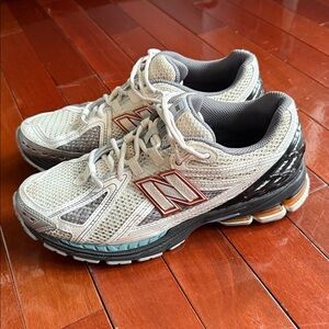 New Balance White and Gray Athletic Sneakers